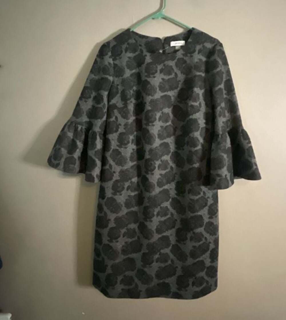 Calvin Klein Women's Quilted Floral Bell Sleeve Dress Size 12
